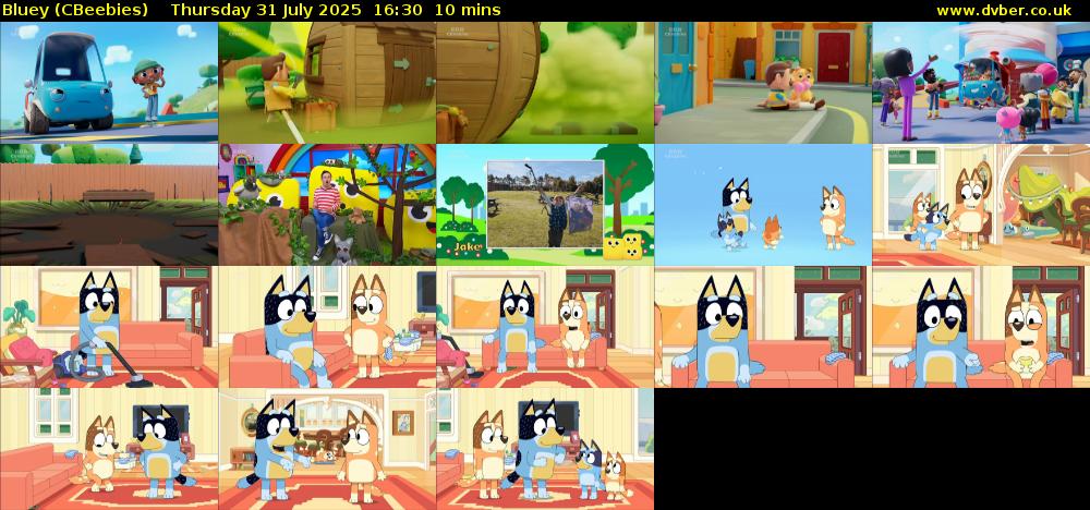 Bluey (CBeebies) Thursday 31 July 2025 16:30 - 16:40