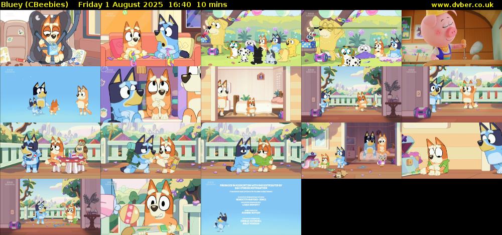 Bluey (CBeebies) Friday 1 August 2025 16:40 - 16:50