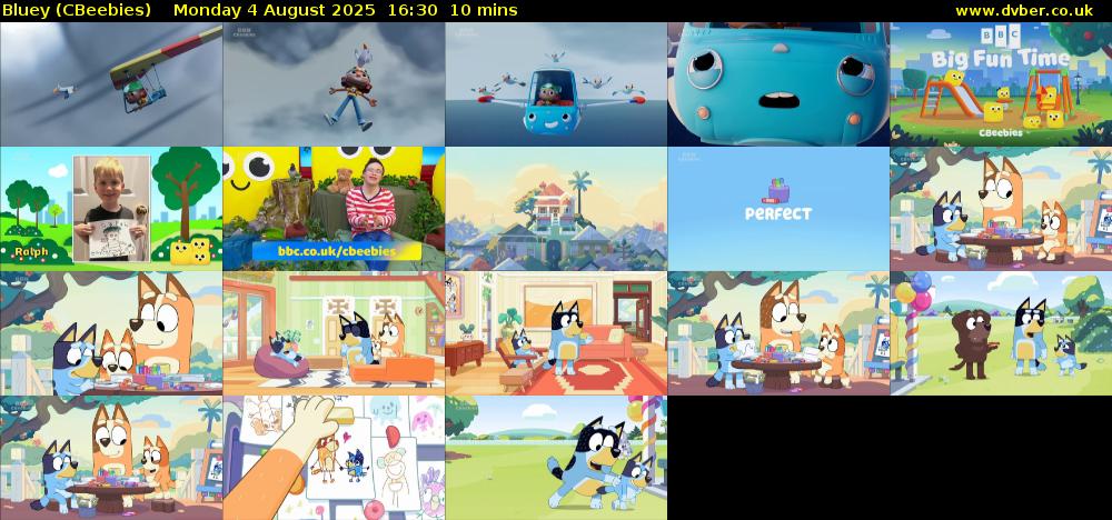 Bluey (CBeebies) Monday 4 August 2025 16:30 - 16:40