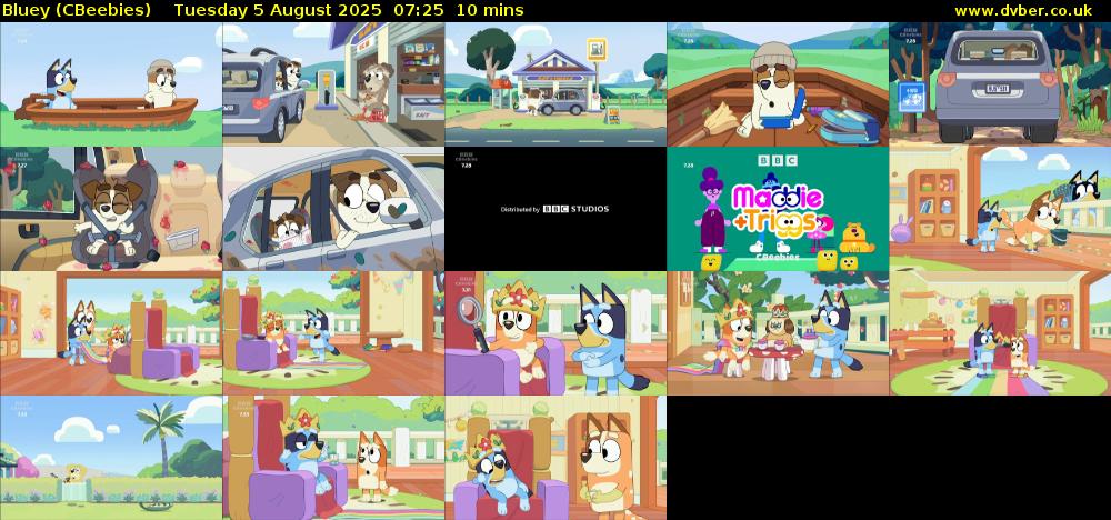 Bluey (CBeebies) Tuesday 5 August 2025 07:25 - 07:35