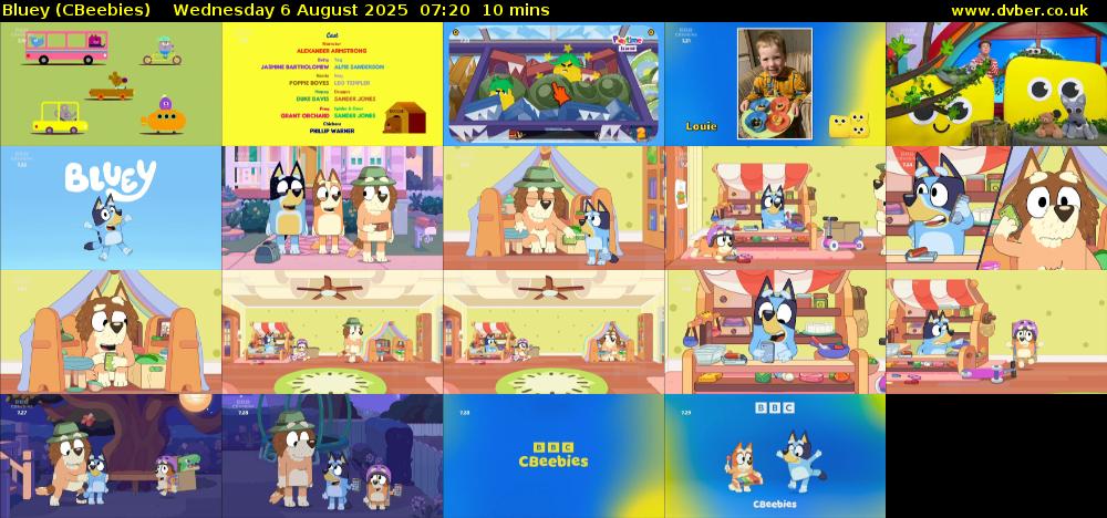 Bluey (CBeebies) Wednesday 6 August 2025 07:20 - 07:30