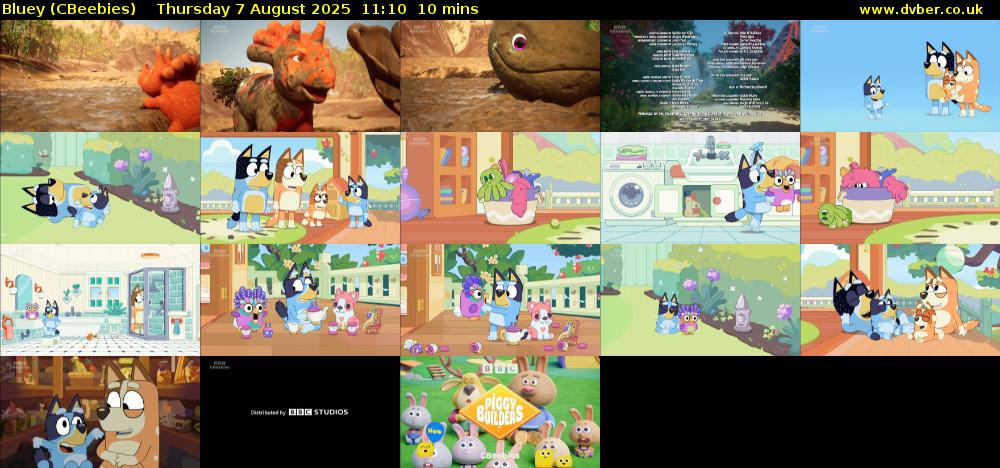 Bluey (CBeebies) Thursday 7 August 2025 11:10 - 11:20