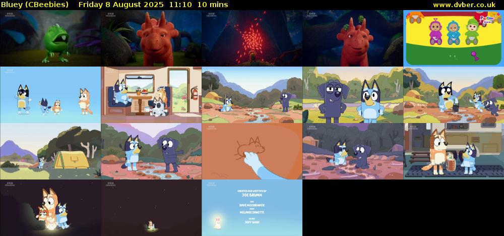 Bluey (CBeebies) Friday 8 August 2025 11:10 - 11:20