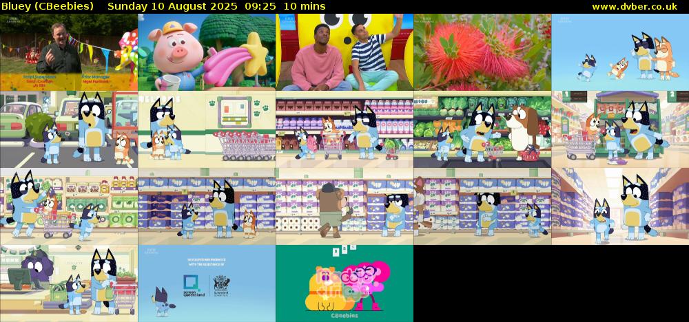 Bluey (CBeebies) Sunday 10 August 2025 09:25 - 09:35