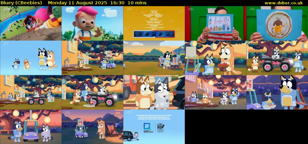 Bluey (CBeebies) Monday 11 August 2025 16:30 - 16:40