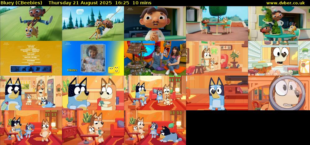 Bluey (CBeebies) Thursday 21 August 2025 16:25 - 16:35