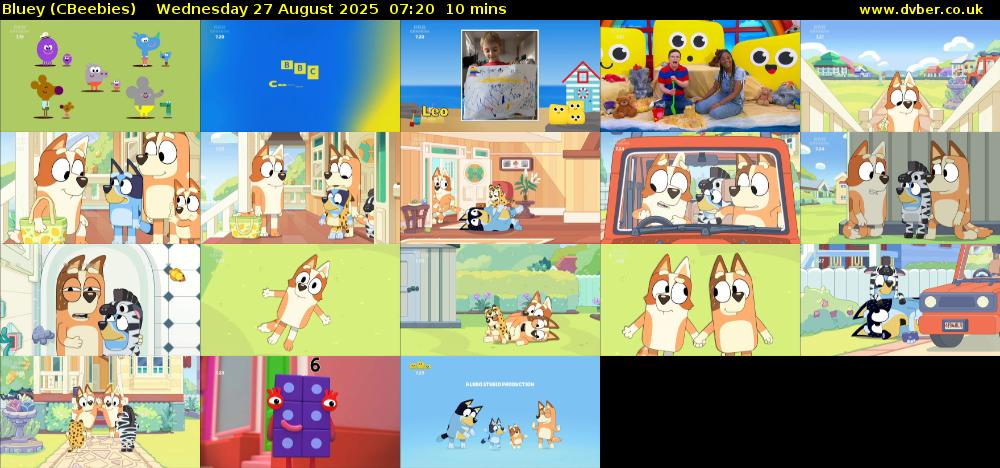 Bluey (CBeebies) Wednesday 27 August 2025 07:20 - 07:30