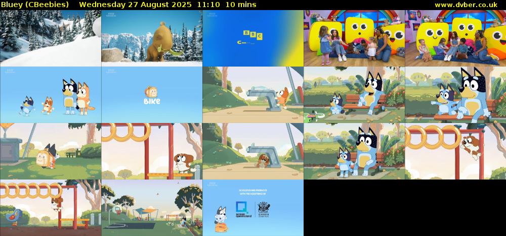 Bluey (CBeebies) Wednesday 27 August 2025 11:10 - 11:20
