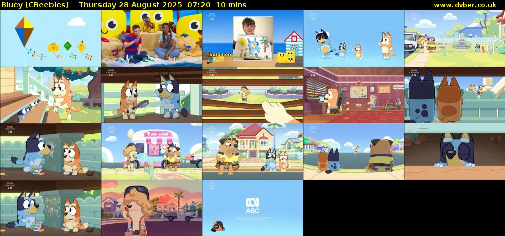 Bluey (CBeebies) Thursday 28 August 2025 07:20 - 07:30