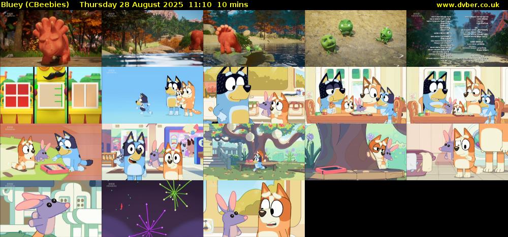 Bluey (CBeebies) Thursday 28 August 2025 11:10 - 11:20