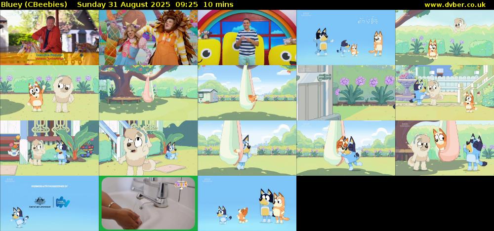 Bluey (CBeebies) Sunday 31 August 2025 09:25 - 09:35