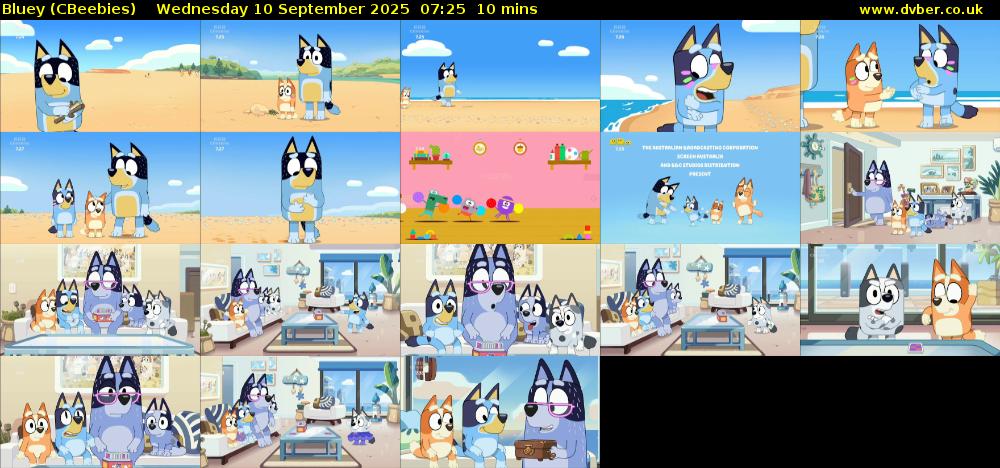 Bluey (CBeebies) Wednesday 10 September 2025 07:25 - 07:35