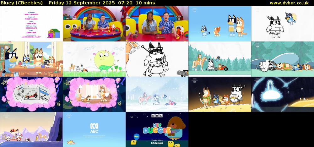 Bluey (CBeebies) Friday 12 September 2025 07:20 - 07:30