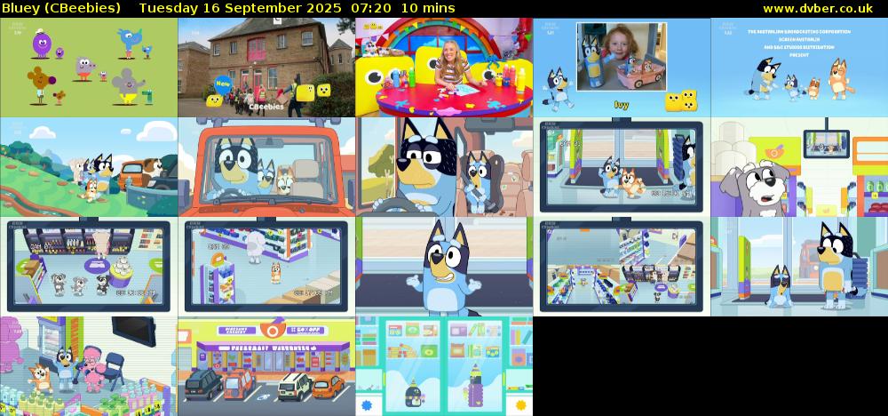 Bluey (CBeebies) Tuesday 16 September 2025 07:20 - 07:30