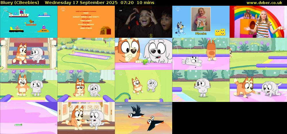 Bluey (CBeebies) Wednesday 17 September 2025 07:20 - 07:30