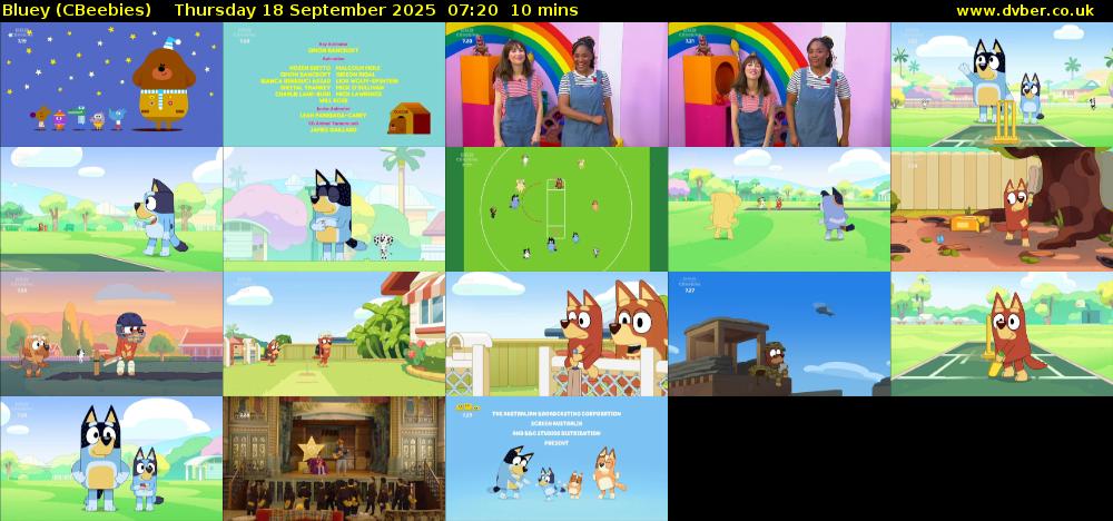 Bluey (CBeebies) Thursday 18 September 2025 07:20 - 07:30