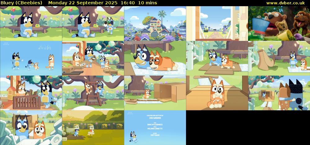 Bluey (CBeebies) Monday 22 September 2025 16:40 - 16:50