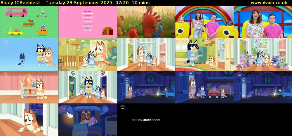 Bluey (CBeebies) Tuesday 23 September 2025 07:20 - 07:30