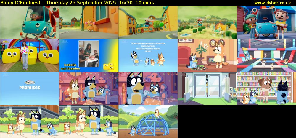 Bluey (CBeebies) Thursday 25 September 2025 16:30 - 16:40