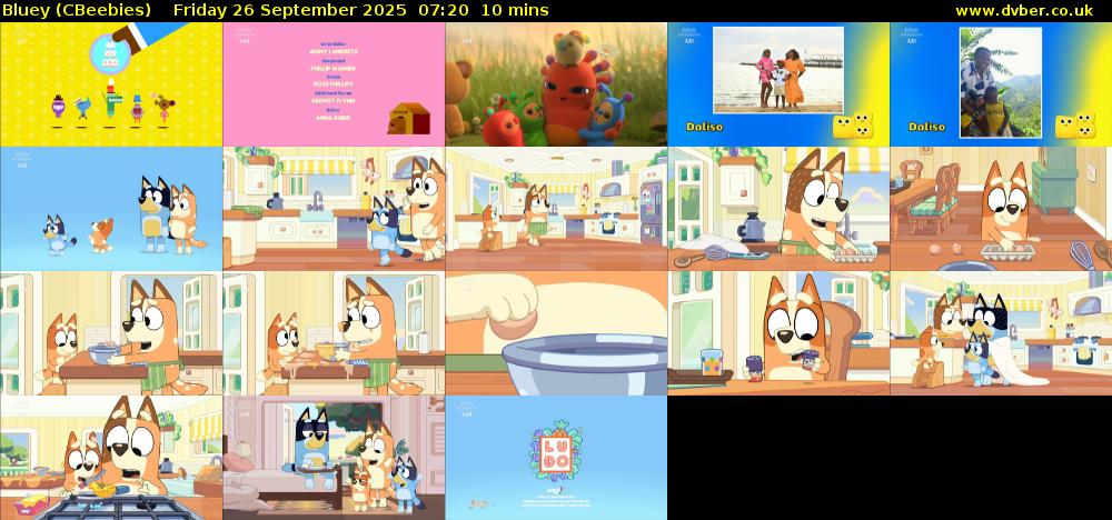Bluey (CBeebies) Friday 26 September 2025 07:20 - 07:30