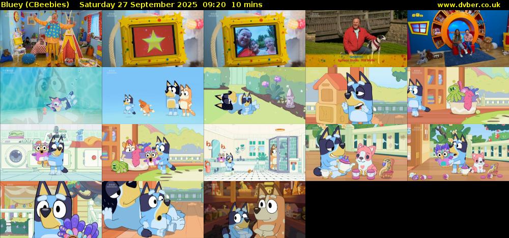 Bluey (CBeebies) Saturday 27 September 2025 09:20 - 09:30