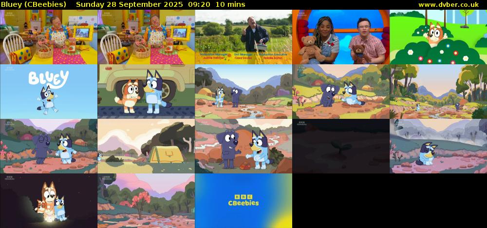 Bluey (CBeebies) Sunday 28 September 2025 09:20 - 09:30