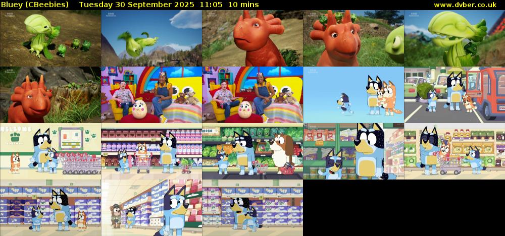 Bluey (CBeebies) Tuesday 30 September 2025 11:05 - 11:15
