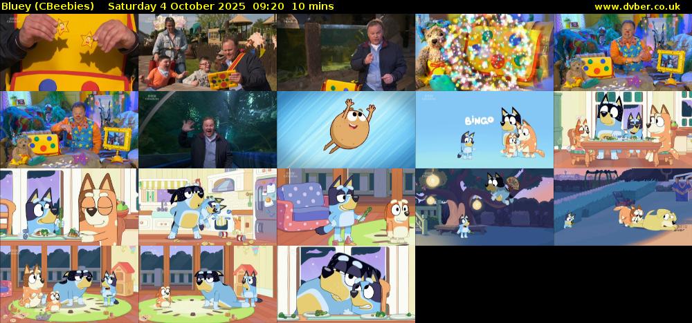 Bluey (CBeebies) Saturday 4 October 2025 09:20 - 09:30