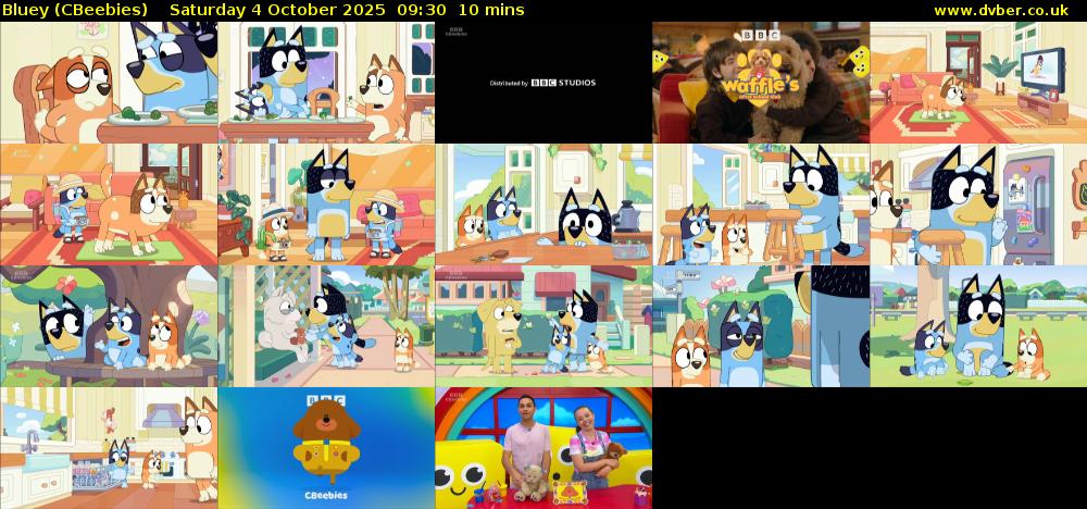 Bluey (CBeebies) Saturday 4 October 2025 09:30 - 09:40