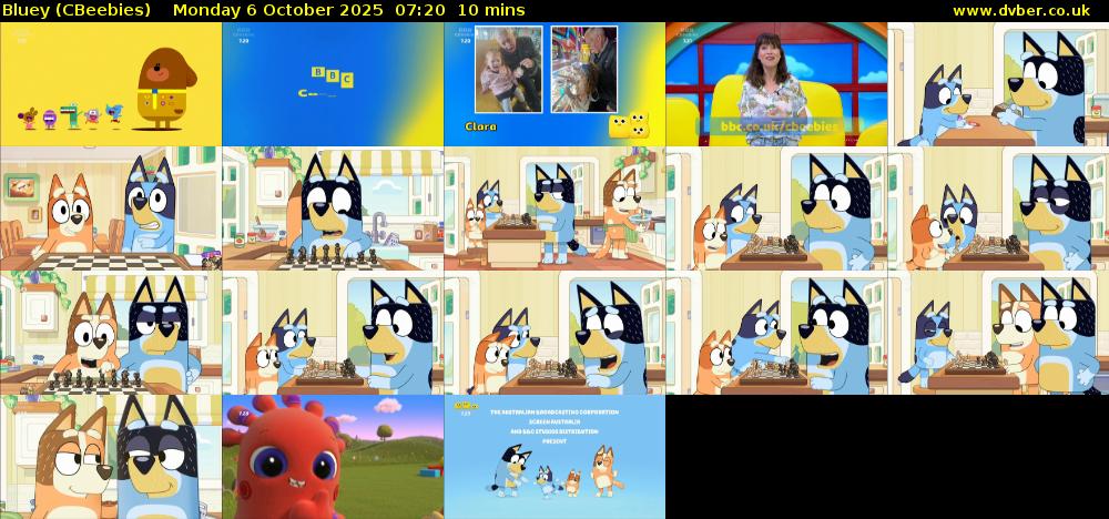 Bluey (CBeebies) Monday 6 October 2025 07:20 - 07:30