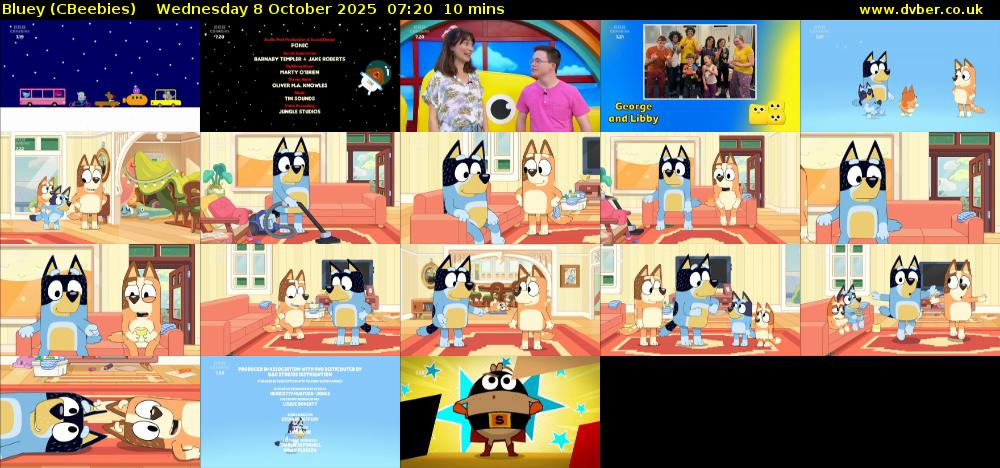 Bluey (CBeebies) Wednesday 8 October 2025 07:20 - 07:30