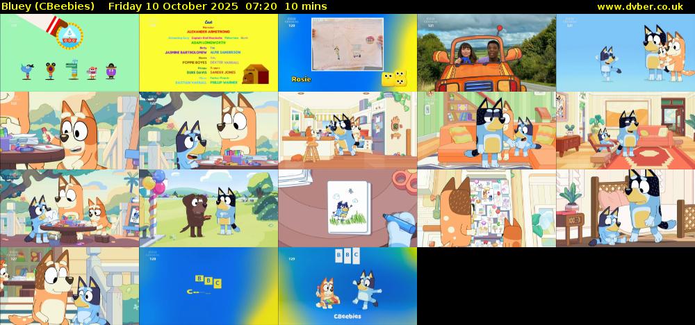Bluey (CBeebies) Friday 10 October 2025 07:20 - 07:30