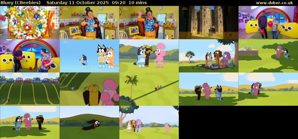 Bluey (CBeebies) Saturday 11 October 2025 09:20 - 09:30