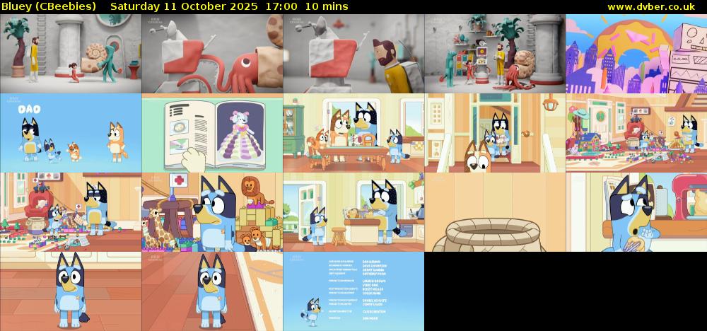Bluey (CBeebies) Saturday 11 October 2025 17:00 - 17:10