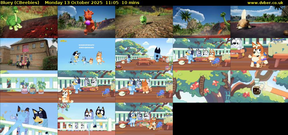 Bluey (CBeebies) Monday 13 October 2025 11:05 - 11:15