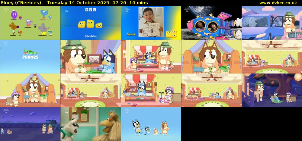 Bluey (CBeebies) Tuesday 14 October 2025 07:20 - 07:30