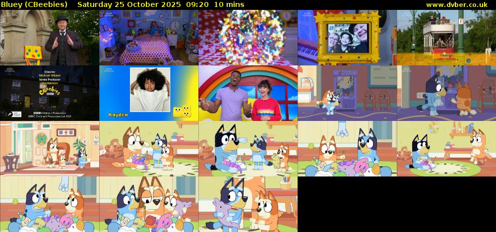 Bluey (CBeebies) Saturday 25 October 2025 09:20 - 09:30