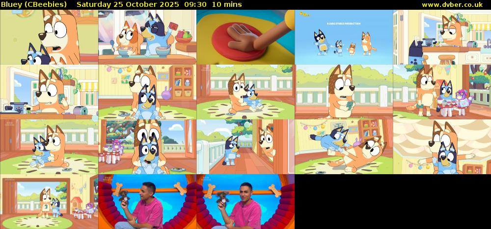Bluey (CBeebies) Saturday 25 October 2025 09:30 - 09:40