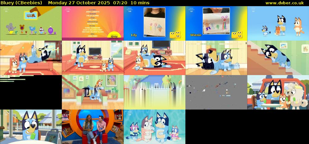 Bluey (CBeebies) Monday 27 October 2025 07:20 - 07:30