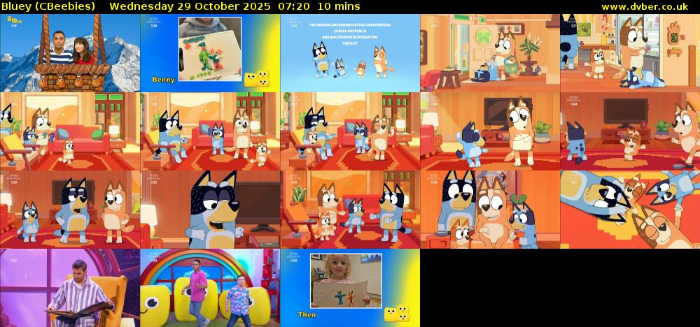 Bluey (CBeebies) Wednesday 29 October 2025 07:20 - 07:30