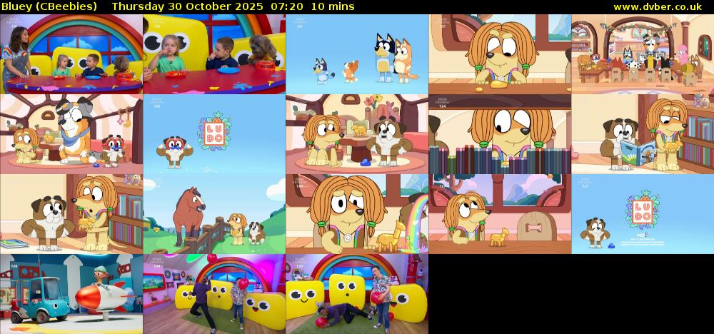 Bluey (CBeebies) Thursday 30 October 2025 07:20 - 07:30