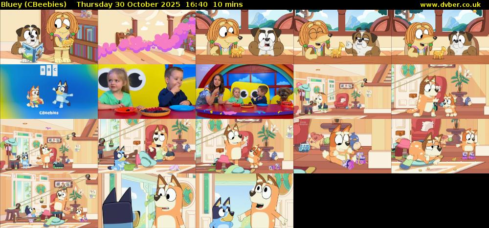 Bluey (CBeebies) Thursday 30 October 2025 16:40 - 16:50