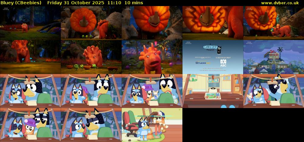 Bluey (CBeebies) Friday 31 October 2025 11:10 - 11:20