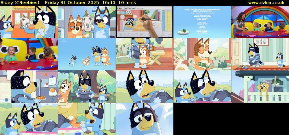 Bluey (CBeebies) Friday 31 October 2025 16:40 - 16:50