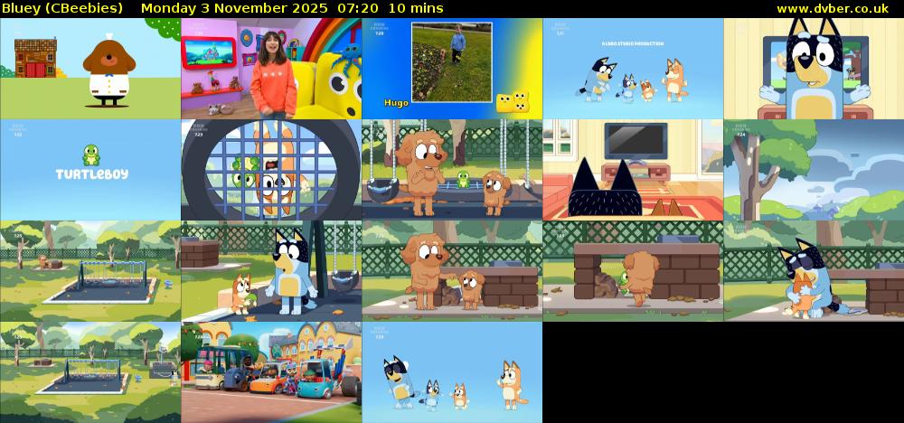 Bluey (CBeebies) Monday 3 November 2025 07:20 - 07:30