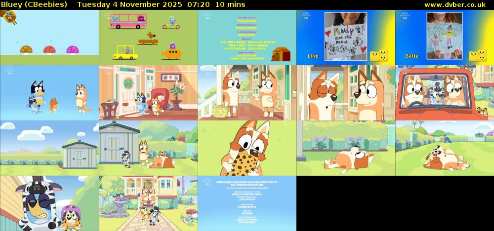 Bluey (CBeebies) Tuesday 4 November 2025 07:20 - 07:30