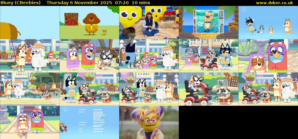 Bluey (CBeebies) Thursday 6 November 2025 07:20 - 07:30