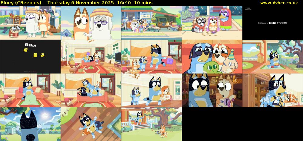 Bluey (CBeebies) Thursday 6 November 2025 16:40 - 16:50