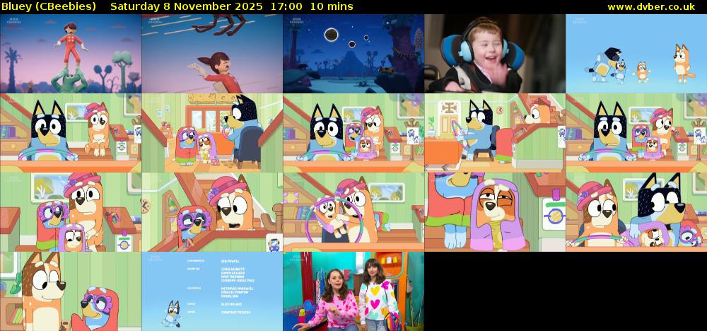 Bluey (CBeebies) Saturday 8 November 2025 17:00 - 17:10