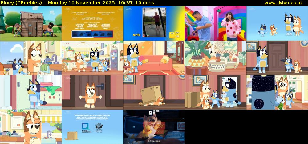 Bluey (CBeebies) Monday 10 November 2025 16:35 - 16:45